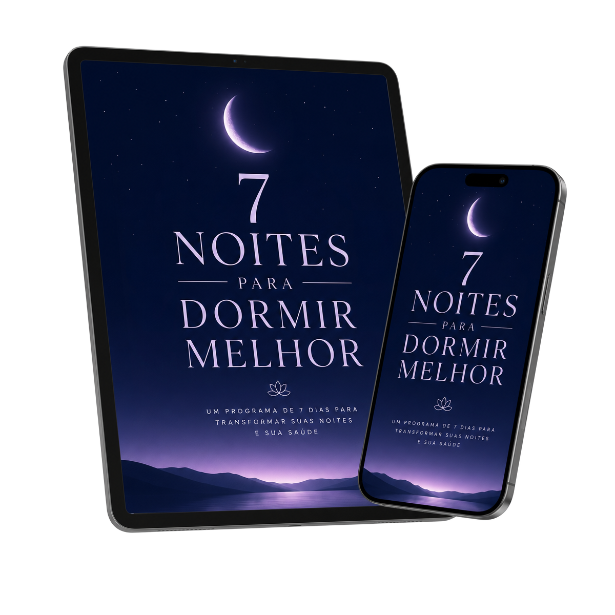 Mockup do programa 7 Noites Para Dormir Melhor em tablet e celular